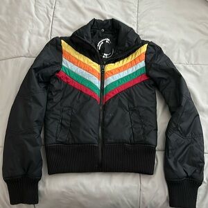 Retro Vintage color block puffy light jacket. Super cool and unique! Small.